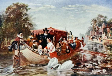 Szczęśliwe dni Karola I (1625-49) ilustracja z „Życie wielkich ludzi opowiedziane przez wielkich ludzi”, pod redakcją Richarda Wilsona, ok. 1920 (kolor lito)