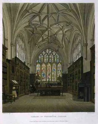 Biblioteka Winchester College, z „Historii Winchester College”, część „Historii Kolegiów”, rycina Williama Jamesa Bennetta (1787-1844) wyd. przez R. Ackermanna