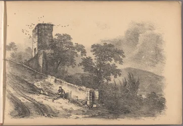 Um de uma série de sessenta esboços de chalés. Londres, 1825. polonês