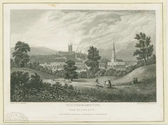 Wolverhampton - Daleki widok z Penn Road: staloryt, bd [ok. 1830] (druk)