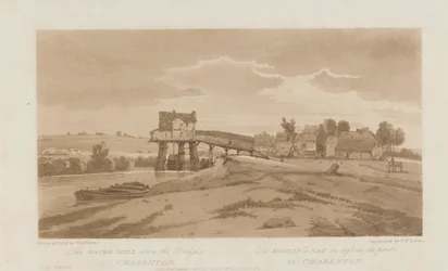 Młyn wodny nad mostem w Charenton 1803; Płyta 20 z Widoków w Paryżu, Emanuel Objętość śledzenia płyty B181.25.2629