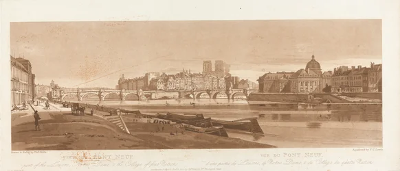 Widok na Pont Neuf, część Luwru, Notre-Dame i Kolegium Czterech Narodów, 1803; tablica 7 z Widoków Paryża, przerys tablicy B1981.25.2616 z tomu Emanuela