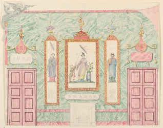 Rysunek, elewacja ścienna, prawdopodobnie dla sali bankietowej, Royal Pavilion, Brighton, 1815-22