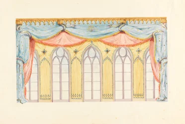 Rysunek, dekoracja okna, prawdopodobnie dla wschodniej ściany Sali Muzycznej, Royal Pavilion, Brighton, 1820 r.