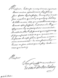List kardynała Richelieu do Monsieur de la Motte, XVII wiek 1865.