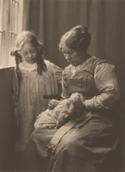 [Pani Frederick H. Evans, Barbara Evans i lalka Phyllis].