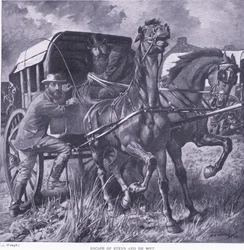 Ucieczka Steyna i De Wita, ilustracja z filmu After Pretoria: The Guerilla War, 1902