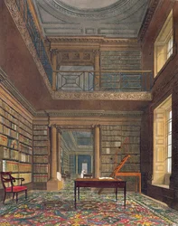 Biblioteka Eton College, z „Historii Eton College”, część „Historii kolegiów”, rycina Williama Jamesa Bennetta (1787-1844) wyd. R. Ackermann, 1816 (akwatinta)