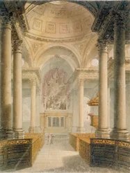 Wnętrze kościoła St Stephen Walbrook, City of London, 1810