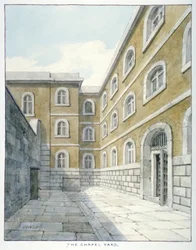Kaplica w więzieniu Newgate, Old Bailey, Newgate Prison, Old Bailey, City of London, 1840