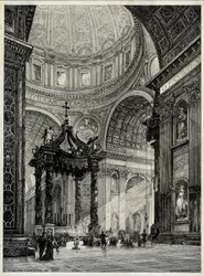 Bazylika Świętego Piotra, Rzym, Włochy, Widok wnętrza, 1878.
