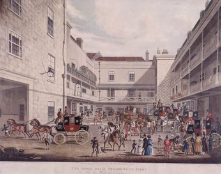 Royal Mail Coaches w Lad Lane, Londyn, 1831