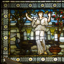 Londyn, Thomas Goode Showroom, South Audley Street, GE Cooke, przypisywane Frederick Vincent Hart (1843-1914), Classical Maidens In A Garden, 1876