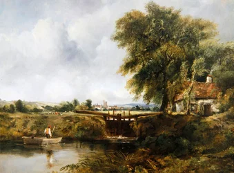 Dedham Lock (olej na płótnie)
