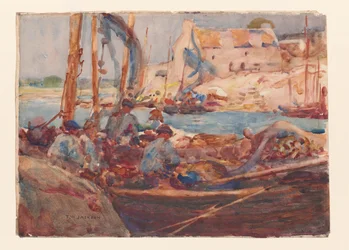 Łodzie do połowu sardynek w Concarneau, Bretania, ok. 1900 r. (akwarela na papierze)