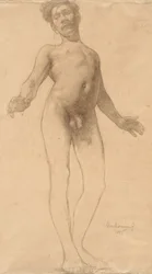 Stojący akt męski, 1885.