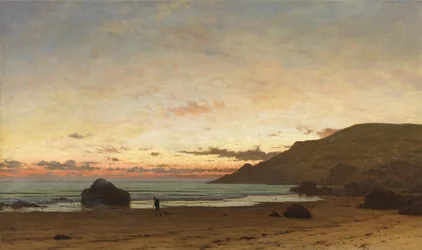 Scena na wybrzeżu z mężczyzną i psem, 1886