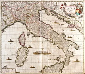 Mapa Włoch, Korsyki i Sardynii (akwaforta