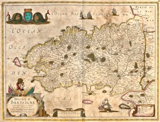 Mapa Księstwa Bretanii (Francja) (akwaforta)