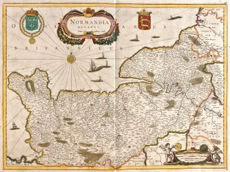 Mapa Księstwa Normandii (Francja) (akwaforta)