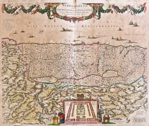 Mapa Ziemi Świętej (Izrael, Palestyna) (akwaforta)