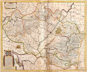 Mapa Królestwa Aragonii (Hiszpania) (akwaforta