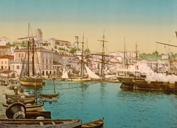 Widok ogólny portu w Cannes, 1890-1900