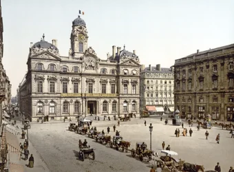 Ratusz w Lyonie z Place de Terreaux, 1890-1900