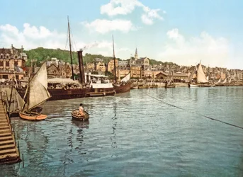 Pakiet łodzi na rzece Touques, Trouville, pub. 1900