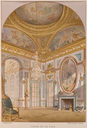 XVII-wieczny Salon de la Paix, Chateau de Versailles, ilustracja ze Słownika wyposażenia i dekoracji autorstwa Henry
