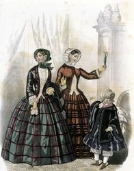 2 kobiety z dziewczynką - w „Journal des Demoiselles” 1852.