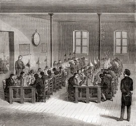 Stacja telegraficzna w Paryżu, Francja ok. 1870, z Les Merveilles de la Science, opublikowana ok. 1870 (grafika)