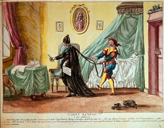 Abbé Raynal w delirium, ok. 1790 (akwaforta ręcznie kolorowana)