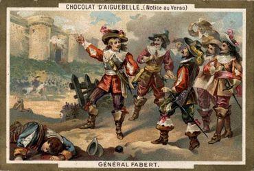 Abraham de Fabert (1599-1662), Maréchal de France, podczas oblężenia Stenay (departament nad Mozą) w 1654. Chromolitografia z XIX wieku.