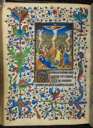 Dodaj 16997 f.153v Ukrzyżowanie, z Godzin Kawalerów, c.1420 (welum)