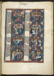 Dodaj MS Harley 1527, f.105r, miniatury z biblijnego moralisée (welin)