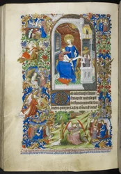 Dodaj Ms 18850 f.199v, Piętnaście Radości Dziewicy Maryi, Księga Godzin (Godziny Bedforda) c.1410-30 (atrament, kolor i złoto na welinie)