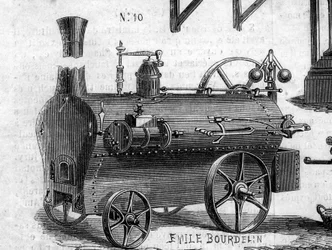 Maszyna rolnicza: lokomobila zaprezentowana na paryskim konkursie rolniczym w 1860 r. Grawer „”Le Monde Illustré””n°169 z 7 lipca 1860 r.