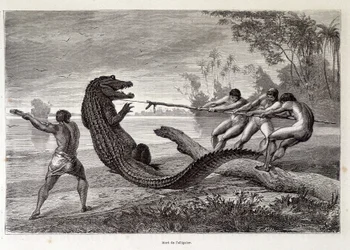 Polowanie na aligatory, Brazylia, „Dookoła świata”” 2. tydzień 1874.