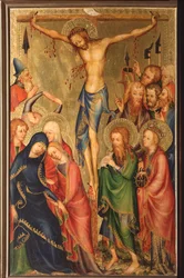 Altarolo del Bargello: Ukrzyżowanie (dyptyk z Bargello, Ukrzyżowanie). Anonimowy obraz szkoły francuskiej z XIV wieku, Florencja, Museo Nazionale del Bargello