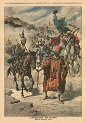 Anarchia w Maroku, plądrowanie plemion, ilustracja z „Le Petit Journal”, dodatek illustre, 24 listopada 1907