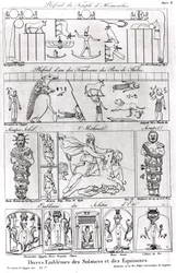 Starożytne egipskie i perskie ilustracje i symbole religijne i astronomiczne