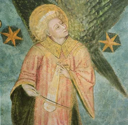 Anielski muzyk grający gigue, fragment ze skarbca krypty