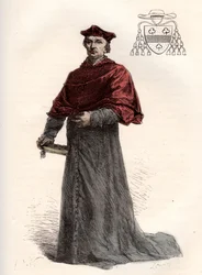 Antoine Duprat, kardynał legate francais (1463-1535) - kardynał Antoine Duprat (1463-1535) - grawer z „”Historia Francji opowiedziana moim wnukom”” - Francois Guizot - 1872-1876