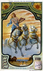 Czołg Apollo. Ilustracja niedzieli do reklamy „Prawdziwy ekstrakt z mięsa Liebiga” (XIX wiek).