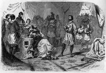 Argrim, biskup Langres (IX wiek). Grawer w „Historii papieży-królów-królowych i cesarzy na przestrzeni wieków” autorstwa Maurice Lachatre