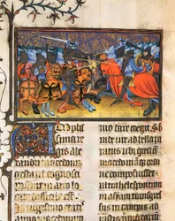 Myśliwiec armii. Miniatura zaczerpnięta z rękopisu Francesco Petrarki lub Petrarki (1304-1374) włoskiego uczonego, poety i humanisty, De Viris Illustribus, 23rv. Biblioteka Uniwersytecka w Walencji.