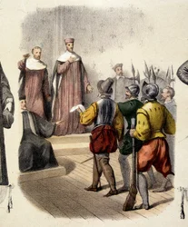 Aresztowanie Achillesa de Harleya, francuskiego sędziego (1536-1619).