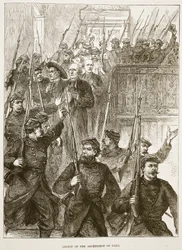 Aresztowanie arcybiskupa Paryża, marzec 1871, ilustracja z Cassells History of the War between France and Germany, 1870-1871
