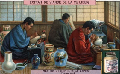 Metody artystyczne w Japonii: malarstwo emaliowe. Chromolitografia Liebiga, XX wiek.